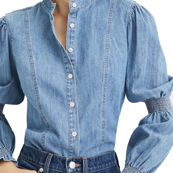 Veronica Beard Tops - Veronica Beard Dalton Smock Sleeved Denim Shirt